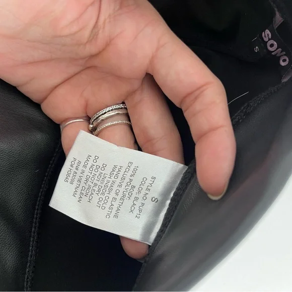 Ci Sono Black Faux Leather High-Waist Leggings Size S – Moto Biker Y2K Edgy Pant - Picture 3 of 7